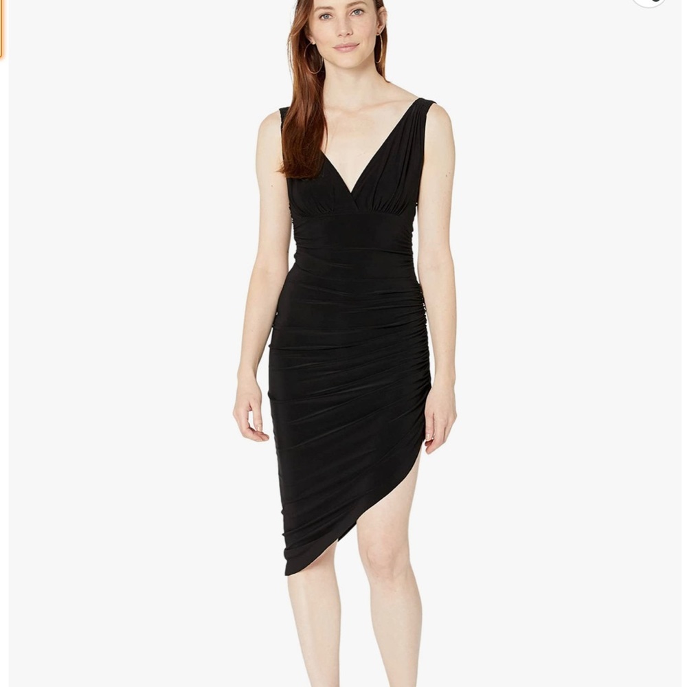 Norma Kamali womens Tara Side Drape Cocktail Dress, Black, Large US